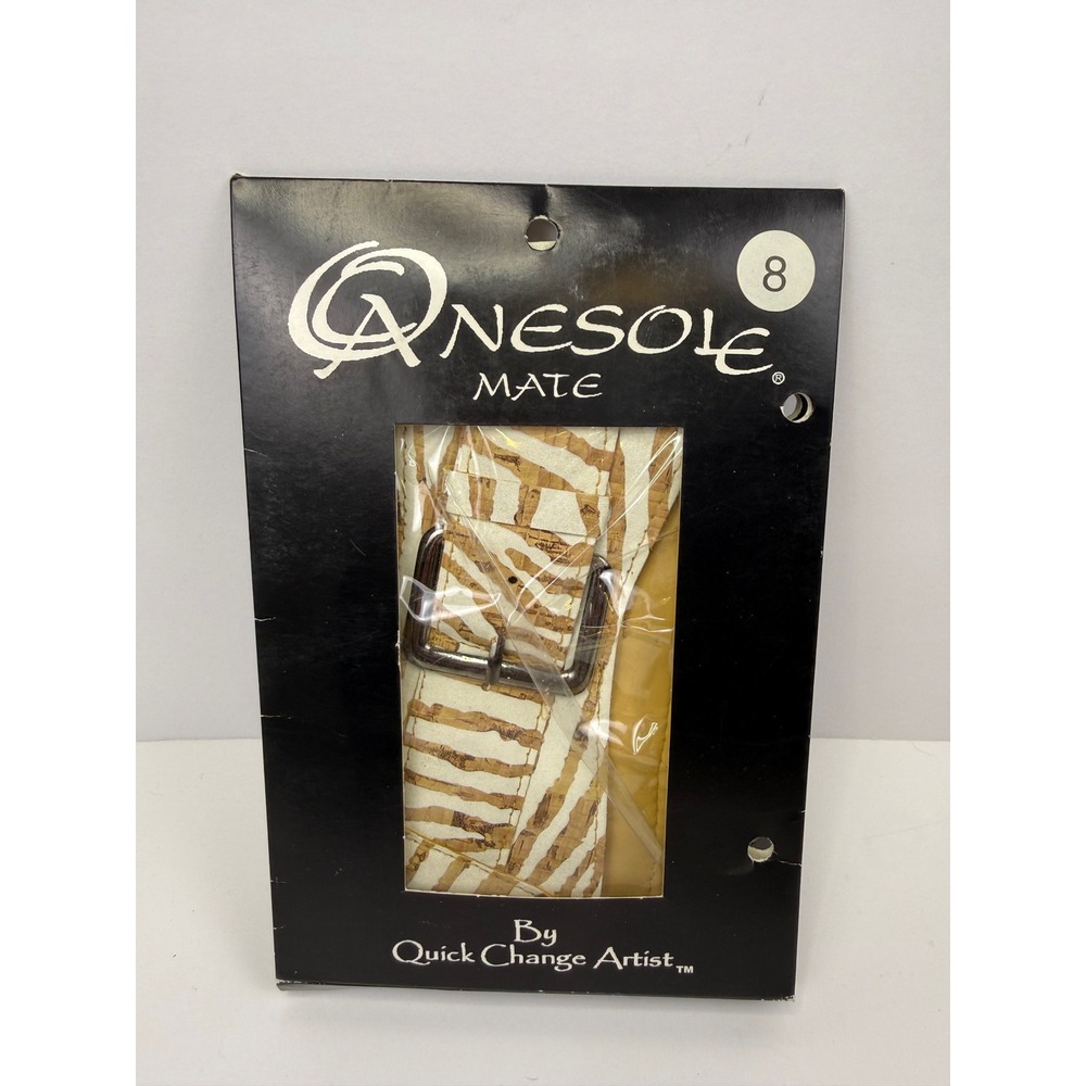 Onesole Betty Strapless Interchangeable Shoe Tops Zebra Cork Brown Size 8 L